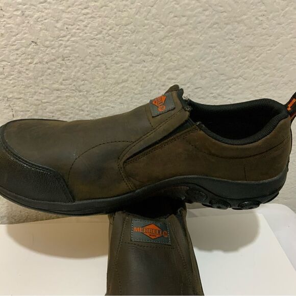 Merrell Men's Jungle Moc Espresso Composite Toe CSA Leather Slip-On Work Shoe - Picture 4 of 13